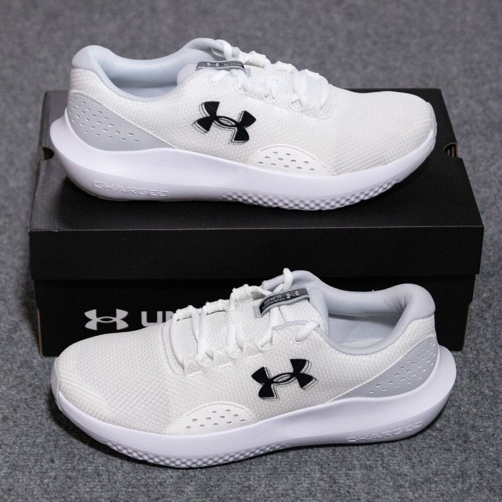 Under Armour UA Charged Surge 4 Men's 10.5 White Shoes Sneakers 3027000-100